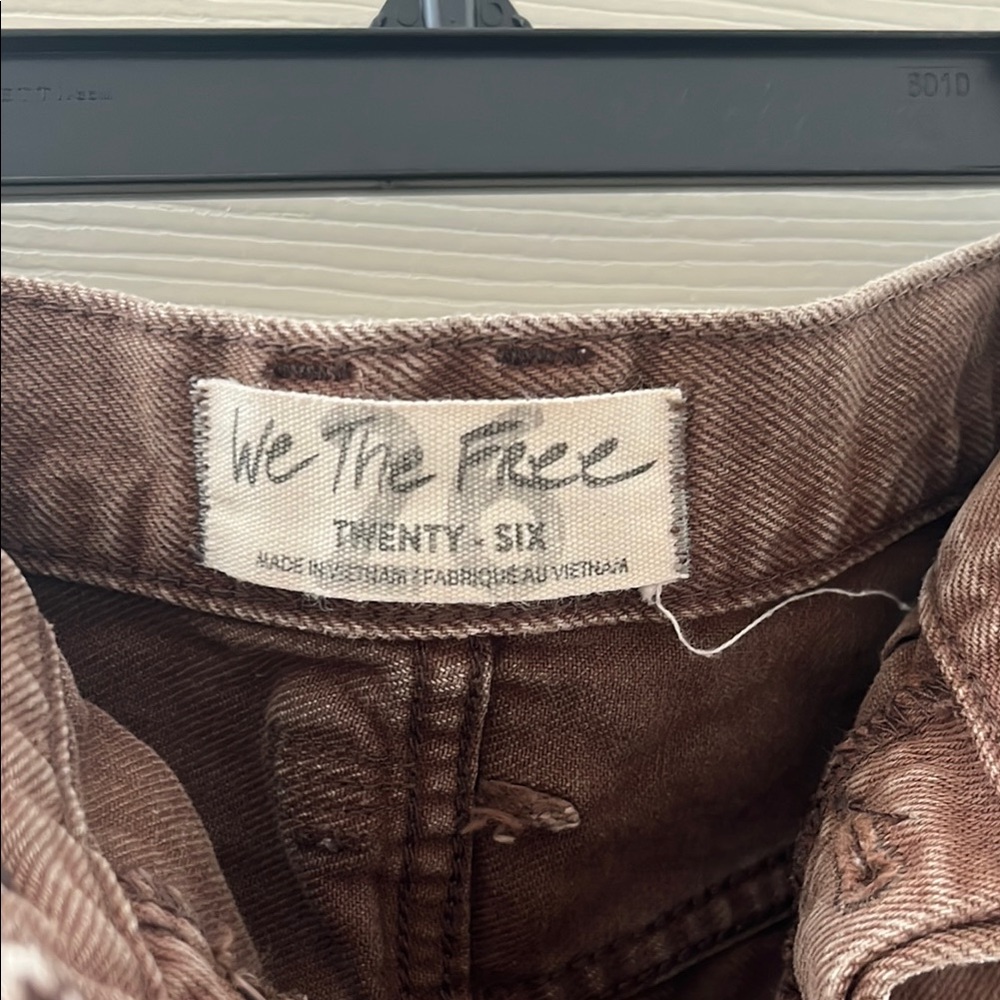 Free People Dark Brown Distressed Jean Shorts - Picture 2 of 3